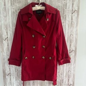 London Fog Women's Scarlet Double Breasted Trench Coat Vintage Small